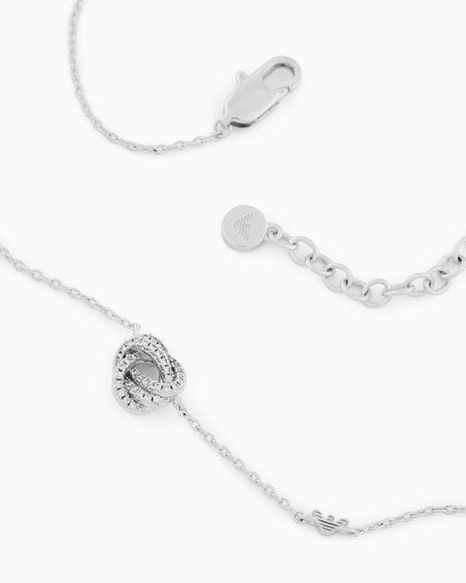 Emporio Armani White Tone Brass Station Necklace