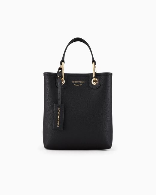 Emporio Armani Black Deer-Print Myea Vertical Shopper Bag