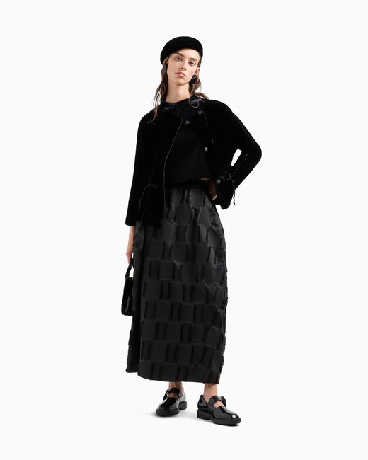 Emporio Armani Black Doppelreihiges Sakko Aus Fließendem Samt Mit Satinpaspeln