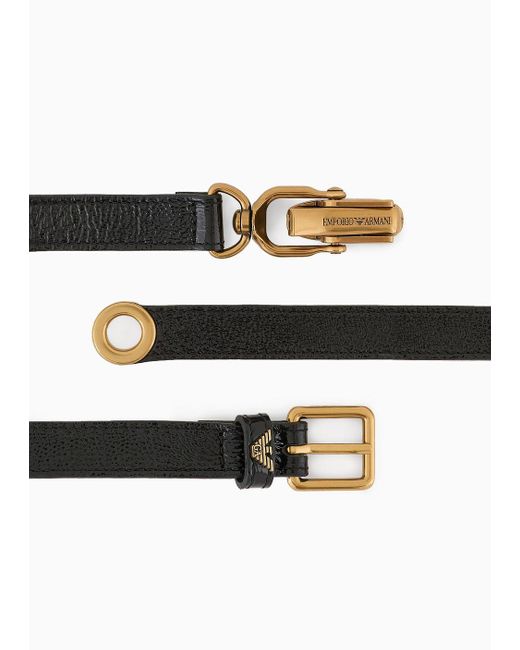 Emporio Armani White Double-wrap Naplak Leather Belt for men