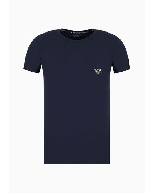 Emporio Armani Blue Asv Slim-fit Organic Cotton Logo Band Loungewear T-shirt for men