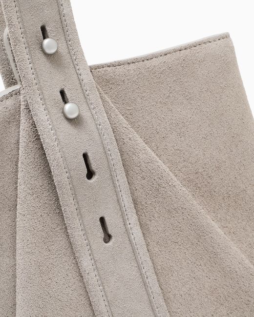 Emporio Armani Natural Suede Shoulder Bag With An Adjustable Strap And Metal Studs