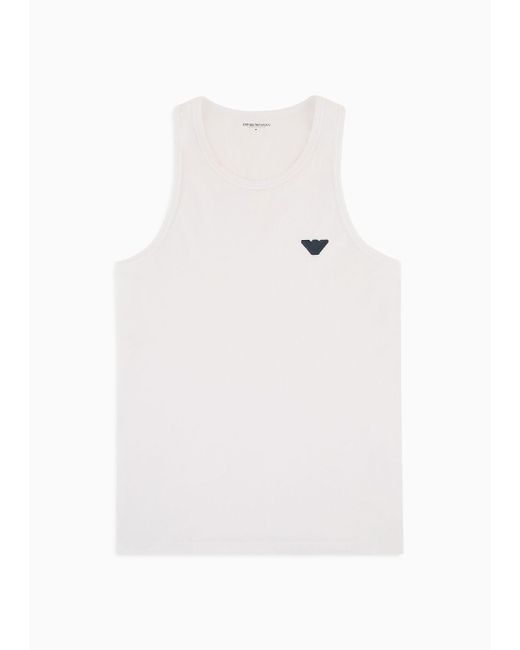 Emporio Armani White Asv Shiny Logo Band Organic-cotton Loungewear Tank Top for men