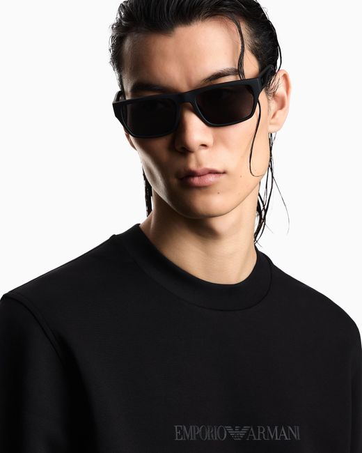 Emporio Armani Black Rectangular Sunglasses for men