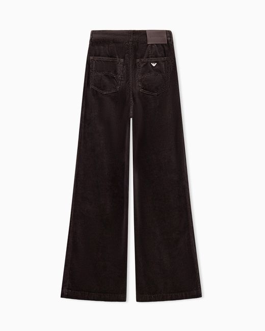 Emporio Armani Black Wide-Leg Five-Pocket Trousers
