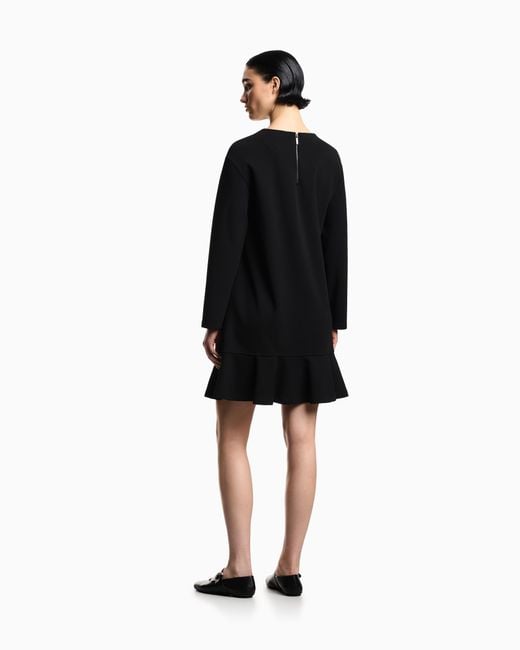 Emporio Armani Black Scuba Crêpe Scuba Dress With A Flounce