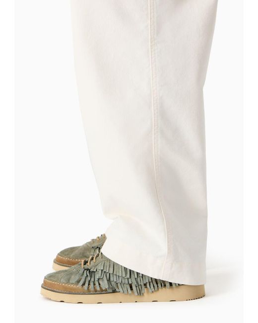 Emporio Armani White Sustainability Values Capsule Collection Organic Bull Trousers for men