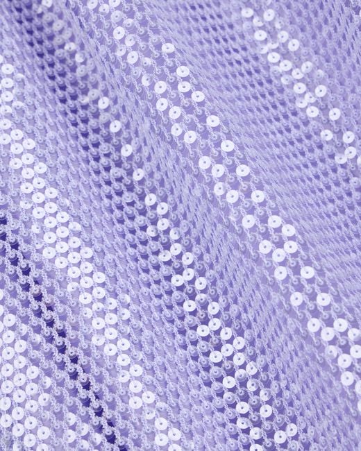 Emporio Armani Purple Mesh Crochet Trousers With All-Over Sequins