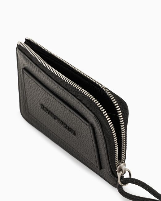 Emporio Armani Geschenkset Aus Gürtel Und Kartenetui Aus Getrommeltem Leder in Black für Herren