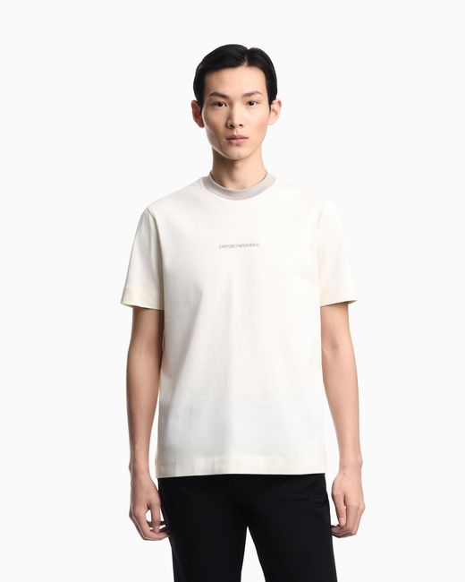 Emporio Armani White Heavy Jersey T-Shirt With Ea Generation Embroidery for men