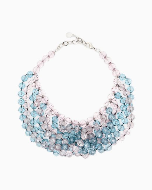 Collana Multifilo Con Boules Sfaccettate di Emporio Armani in Blue