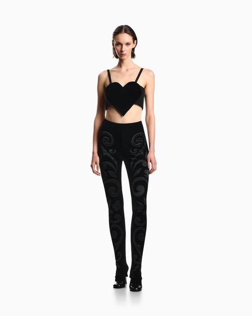 Emporio Armani Black Liquid Velvet Top With Heart
