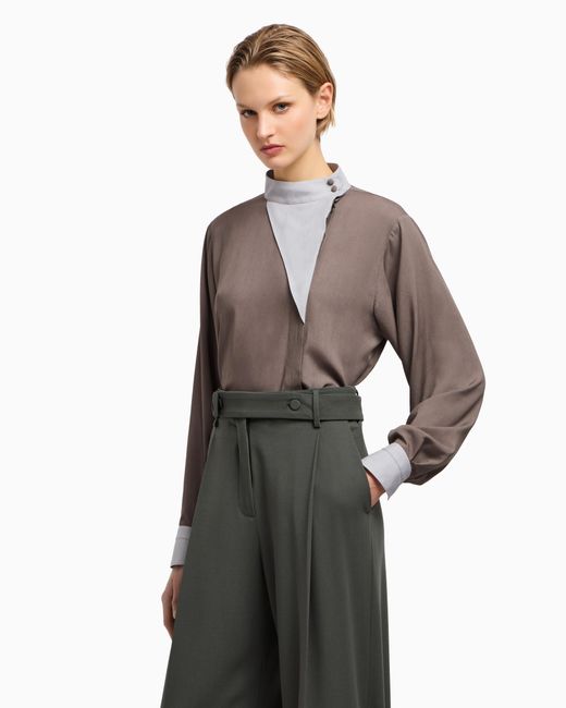 Camicia Con Chiusura Decentrata di Emporio Armani in Brown