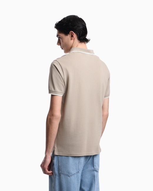 Emporio Armani Gray V-Neck Piqué Polo Shirt for men