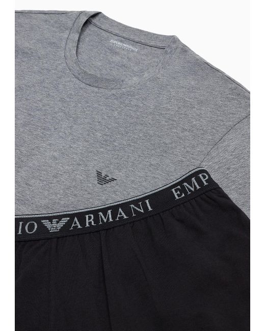 Pijama De Corte Cómodo Con Bermudas Y Logotipo Endurance Emporio Armani de hombre de color Gray
