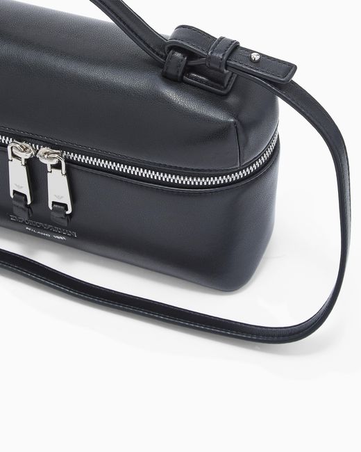 Emporio Armani Blue Nappa Leather Vanity Case With Shoulder Strap