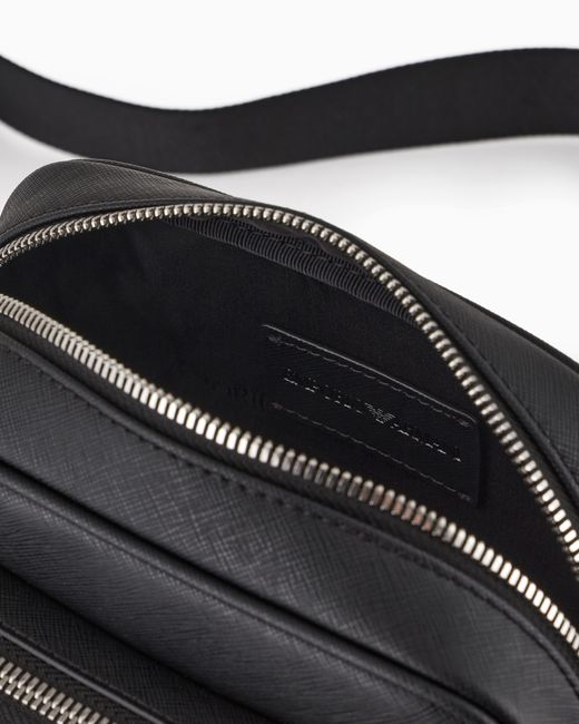 Emporio Armani Emporio Armani ASV regenerated Saffiano leather flat shoulder bag with eagle plate