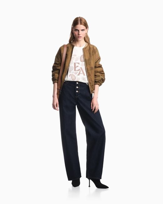 Emporio Armani Blue Denim Jeans With Boteh Capsule Embroidery
