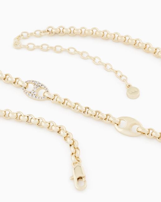Emporio Armani White Tone Brass Station Necklace