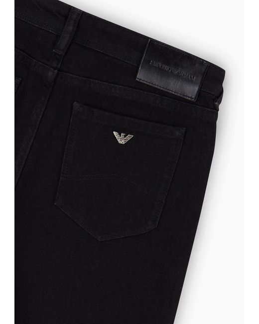 Emporio Armani Black J28 Medium-waisted, Super Skinny-leg Jeans In Rinsed Comfort Denim