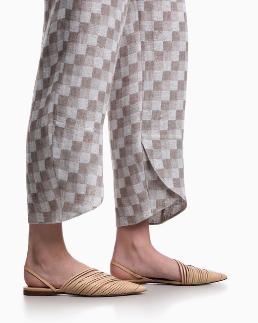 Emporio Armani White Check Linen Gauze Trousers