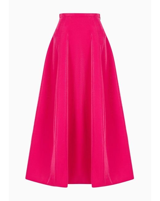 Emporio Armani Pink Long Skirt With Crinoline In Shiny Lurex-effect Piqué