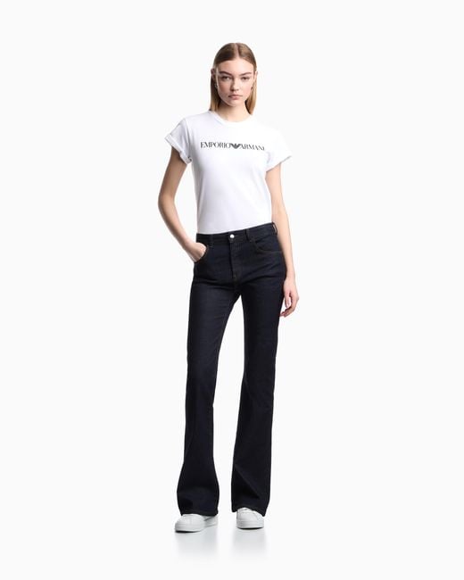 Emporio Armani Blue Denim Slim Fit Mercerized Jeans With 5 Pockets Essential