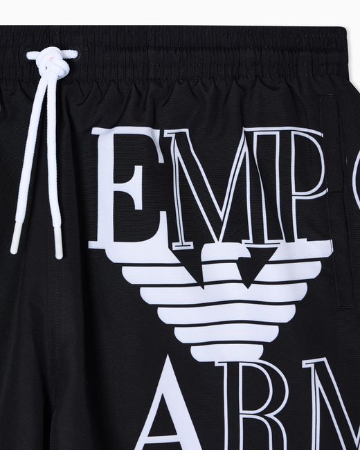 Emporio Armani Black Bold Logo Swim Shorts for men