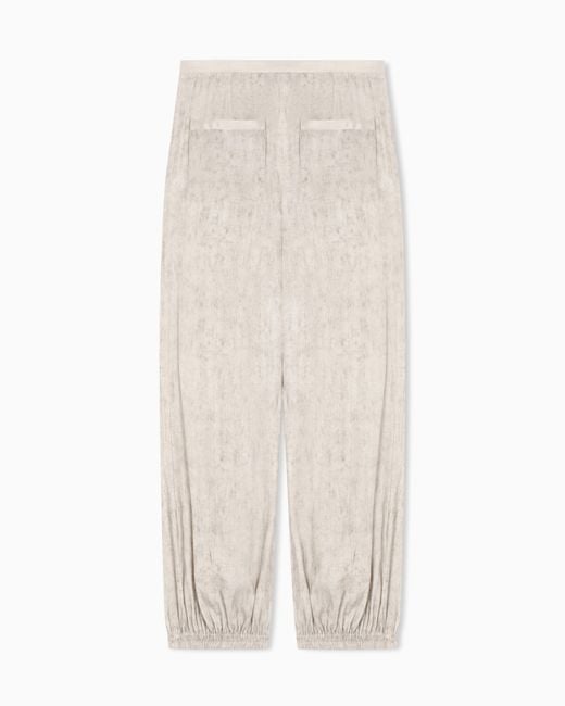 Emporio Armani White Flowing Fabric Trousers With A Mottled-Effect Print