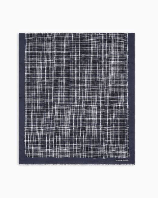 Emporio Armani Blue Modal Stole With Jacquard Pattern for men