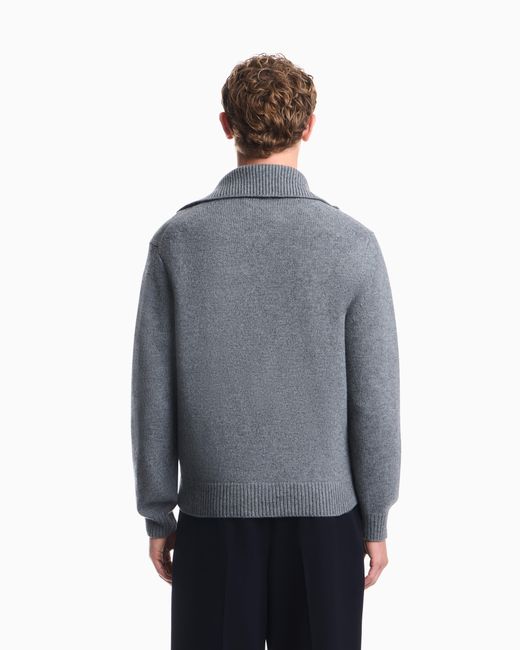 Emporio Armani Blue Shaved Virgin Wool Sweater Hong Kong Capsule Collection for men