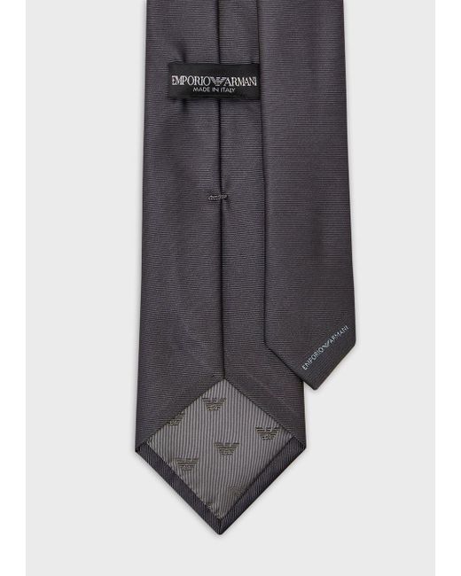 Emporio Armani Gray Otto-style Pure Silk Tie for men