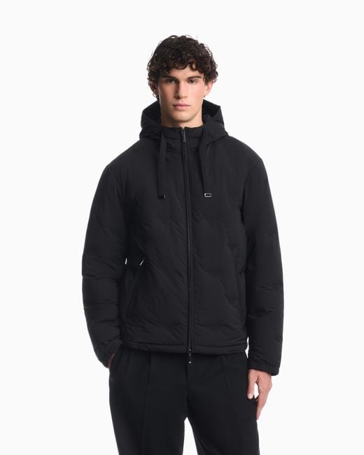 Emporio Armani Blue Down Jacket Seamless Stretch Woven With A Regular Fit for men