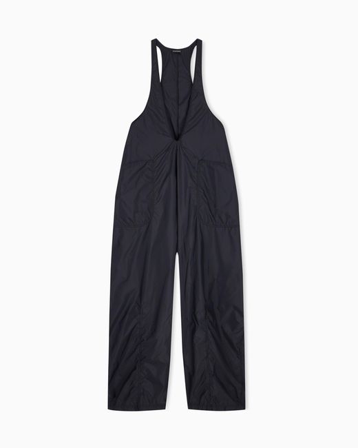 Emporio Armani Blue Nylon V-Neck Jumpsuit