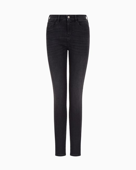 Vaqueros J20 De Cintura Alta Y Pernera Superajustada En Cómodo Denim Lavado A La Piedra Emporio Armani de color Blue