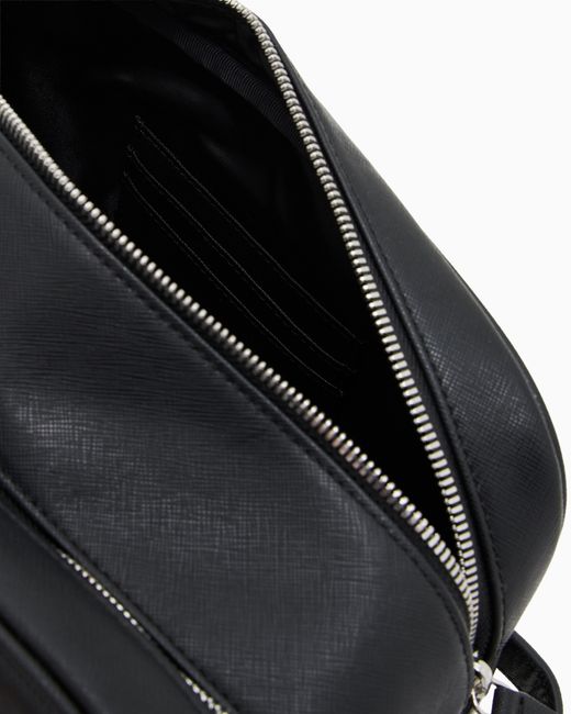 Emporio Armani Black Regenerated Saffiano Washbag for men