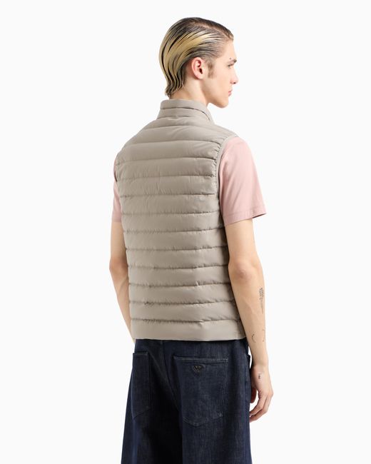 Doudoune Sans Manches Entièrement Zippée En Nylon Matelassé Avec Écusson Logo Aigle Emporio Armani pour homme en coloris Gray