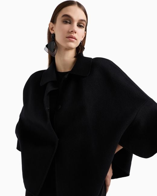 Emporio Armani Black Virgin Wool Cape