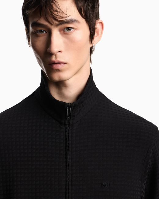 Emporio Armani Asv Jersey-Sweatshirt Mit Durchgehendem Reißverschluss, Gefertigt Aus Einer Lyocell-Mischung in Black für Herren