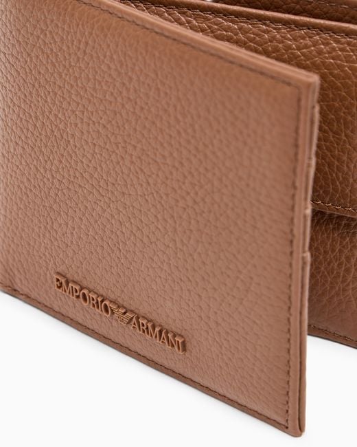 Emporio Armani Portemonnaie Mit Münzfach Aus Getrommeltem Leder in White für Herren