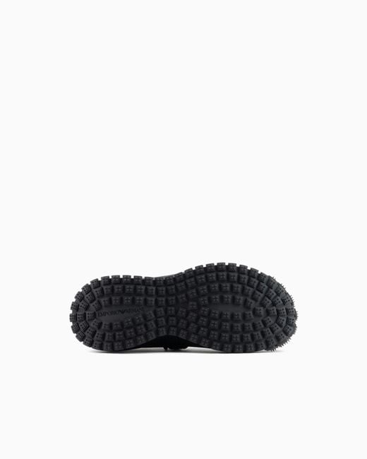 Emporio Armani Blue Nylon Sneakers With Scuba Details And Drawstring for men