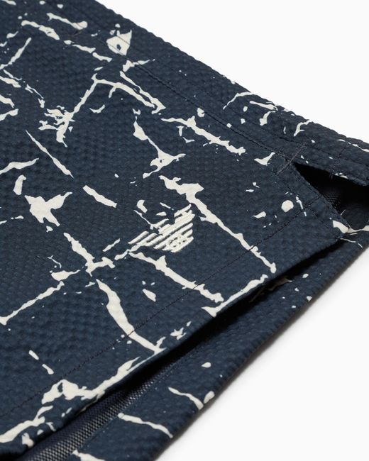 Bañador Tipo Pantalón Corto Con Estampado Abstracto Emporio Armani de hombre de color Blue