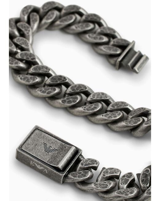 Emporio Armani Gray Stainless Steel Chain Bracelet for men