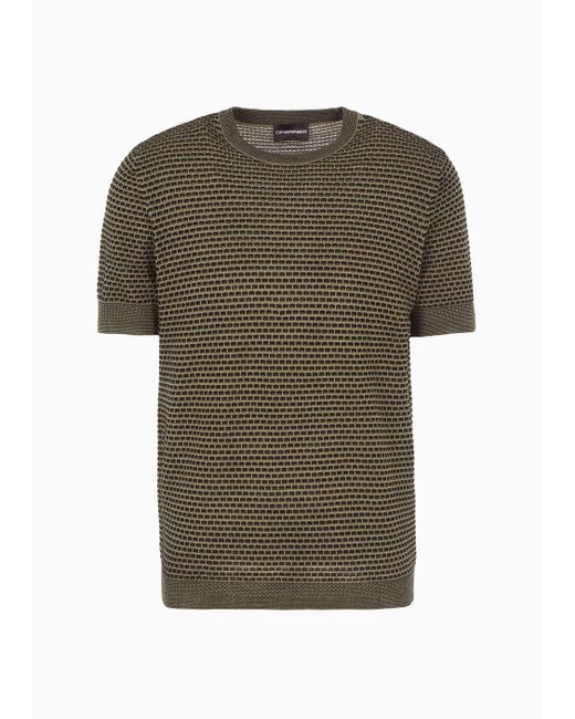 Emporio Armani Green Lyocell-blend Jumper With An Embossed Two-tone Pattern for men