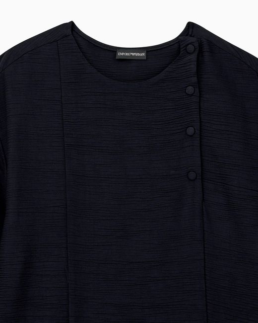 Emporio Armani Black Textured Fabric Blouse With Bark Effect Signature Capsule