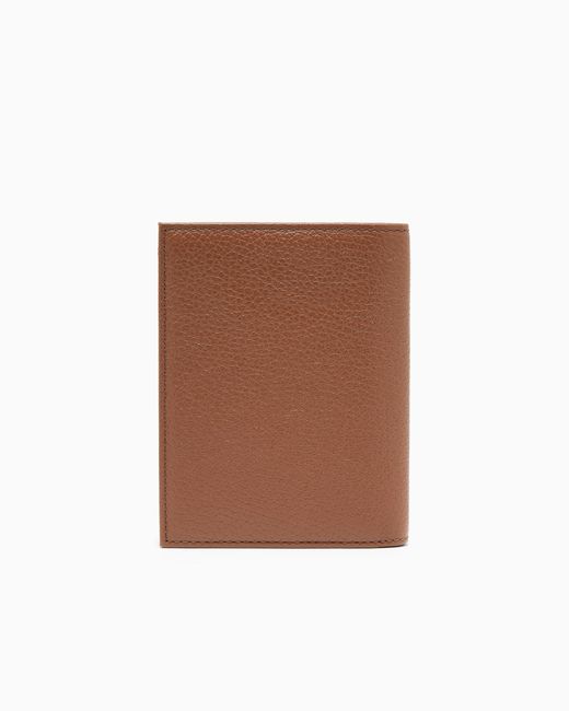 Emporio Armani Brown Tumbled Leather Card Holder for men