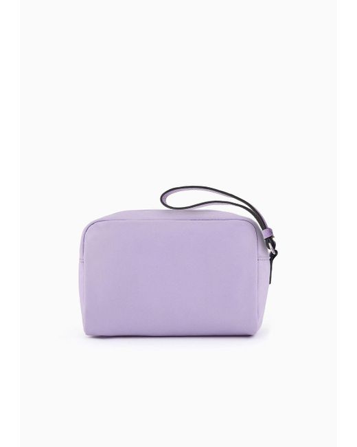 Beauty Case In Nylon Riciclato Con Placchetta Aquila Asv di Emporio Armani in Purple