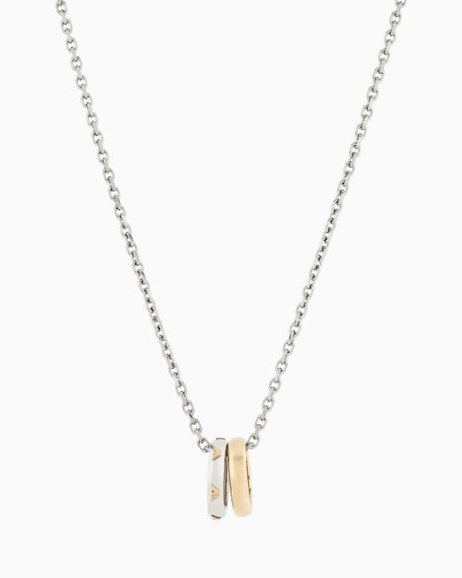Emporio Armani Metallic Two-Tone Stainless Steel Pendant Necklace for men