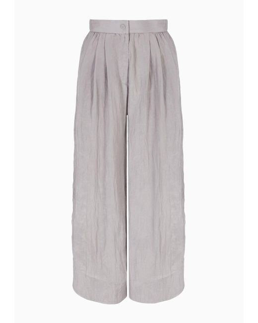 Emporio Armani Gray Extra Wide-leg Nylon-crépon Trousers