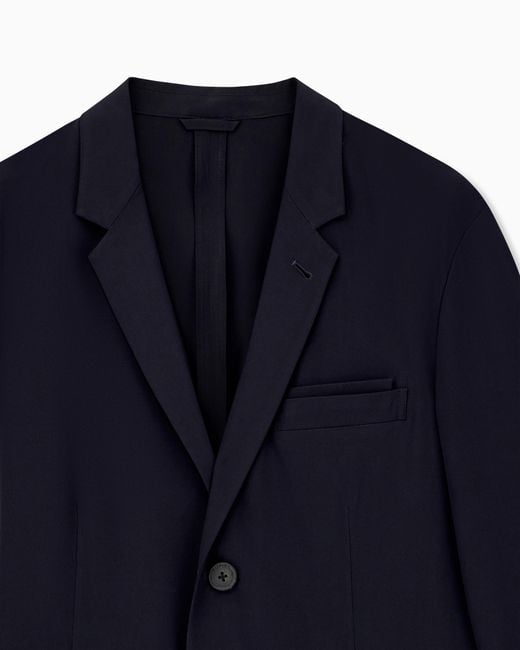 Emporio Armani Blue Single-Breasted Blazer for men